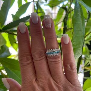 Semi precious stones CZ sterling silver ring